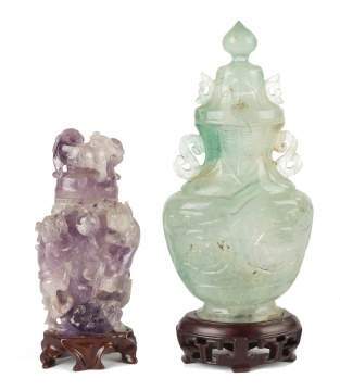 Chinese Rock Crystal Covered Urns