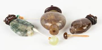 Three Chinese Agate Snuff Bottles