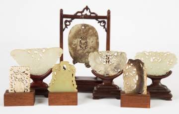 Seven Chinese Carved Jade Pendants and Carvings