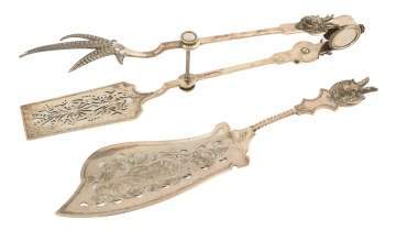 Star & Marcus Sterling Silver Serving Tongs and Fish Slice