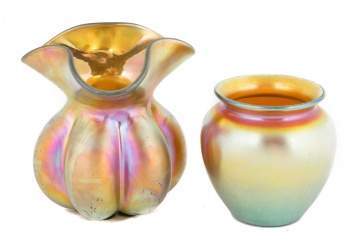 Two Steuben Gold Aurene Vases