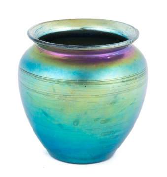 Steuben Blue Aurene Cabinet Vase