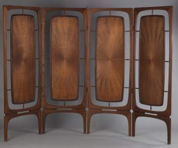 Mid-Century Teakwood Folding Screen