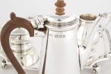 English Sterling Silver Four Piece Gentleman's Tea Service