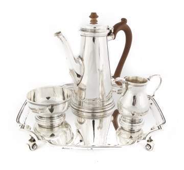 English Sterling Silver Four Piece Gentleman's Tea Service