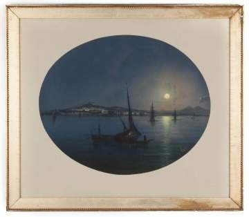 Emmanuel Meuris (Italian 1894 - 1969) Sicilian Harbor Scene