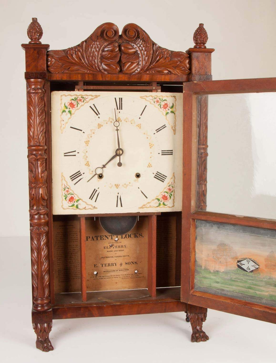 Eli Terry & Sons Carved Column Shelf Clock | Cottone Auctions