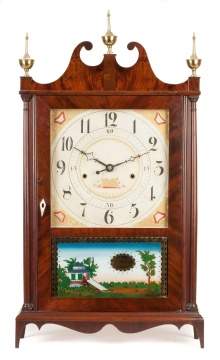 Seth Thomas Off Center Pillar & Scroll Shelf Clock