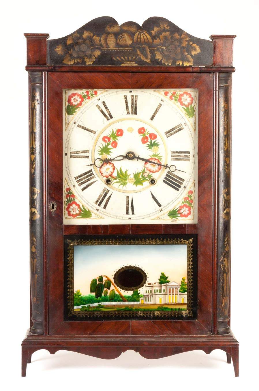 Henry Terry, Plymouth CT, Stenciled Scroll Quarter Column Shelf Clock ...