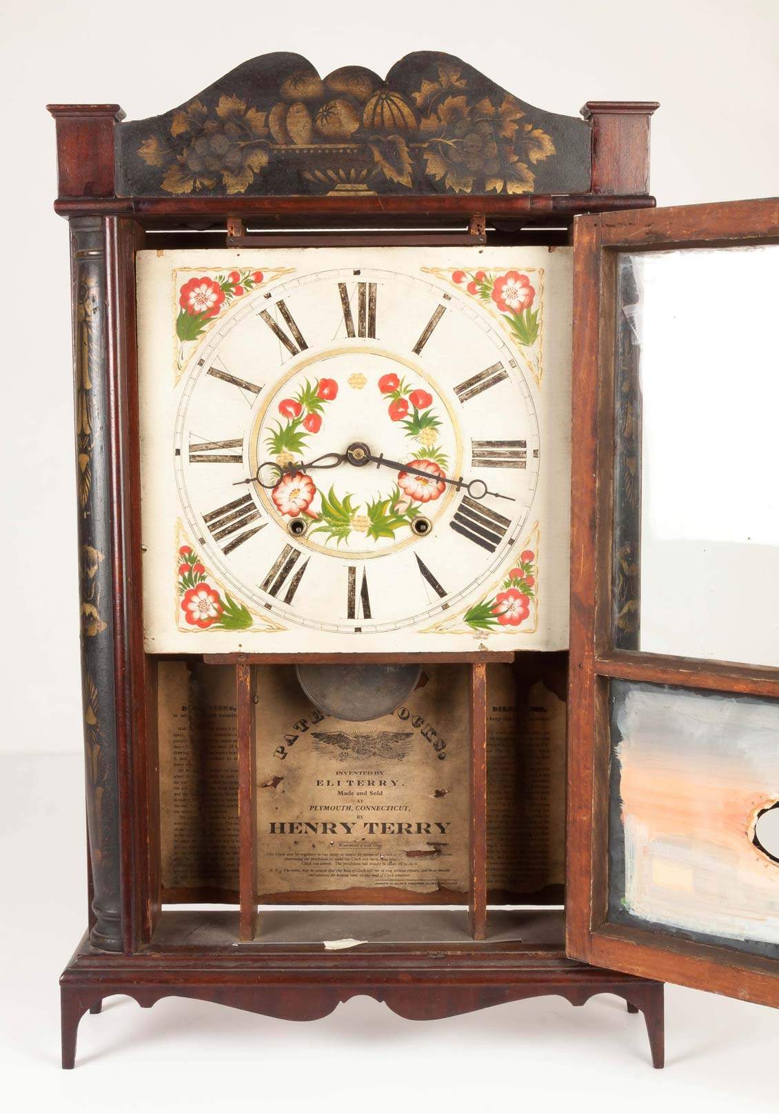 Henry Terry, Plymouth CT, Stenciled Scroll Quarter Column Shelf Clock ...