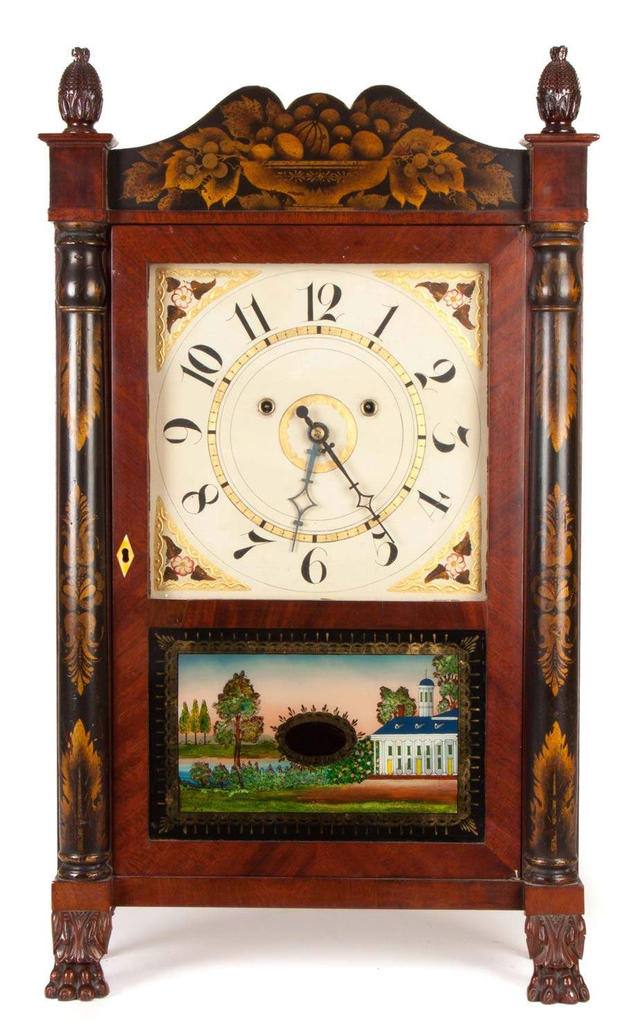 Silas Hoadley, Plymouth, CT, Upside Down Stenciled Scroll Shelf Clock ...