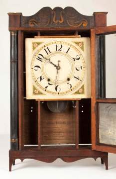 Silas Hoadley, Plymouth, CT, Stenciled Scroll Shelf Clock