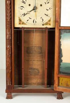 Silas Hoadley, Plymouth, CT, Tall Carved Column & Alarm Shelf Clock