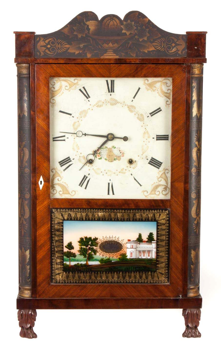 Eli Terry & Sons Quarter Stenciled Column Shelf Clock | Cottone Auctions
