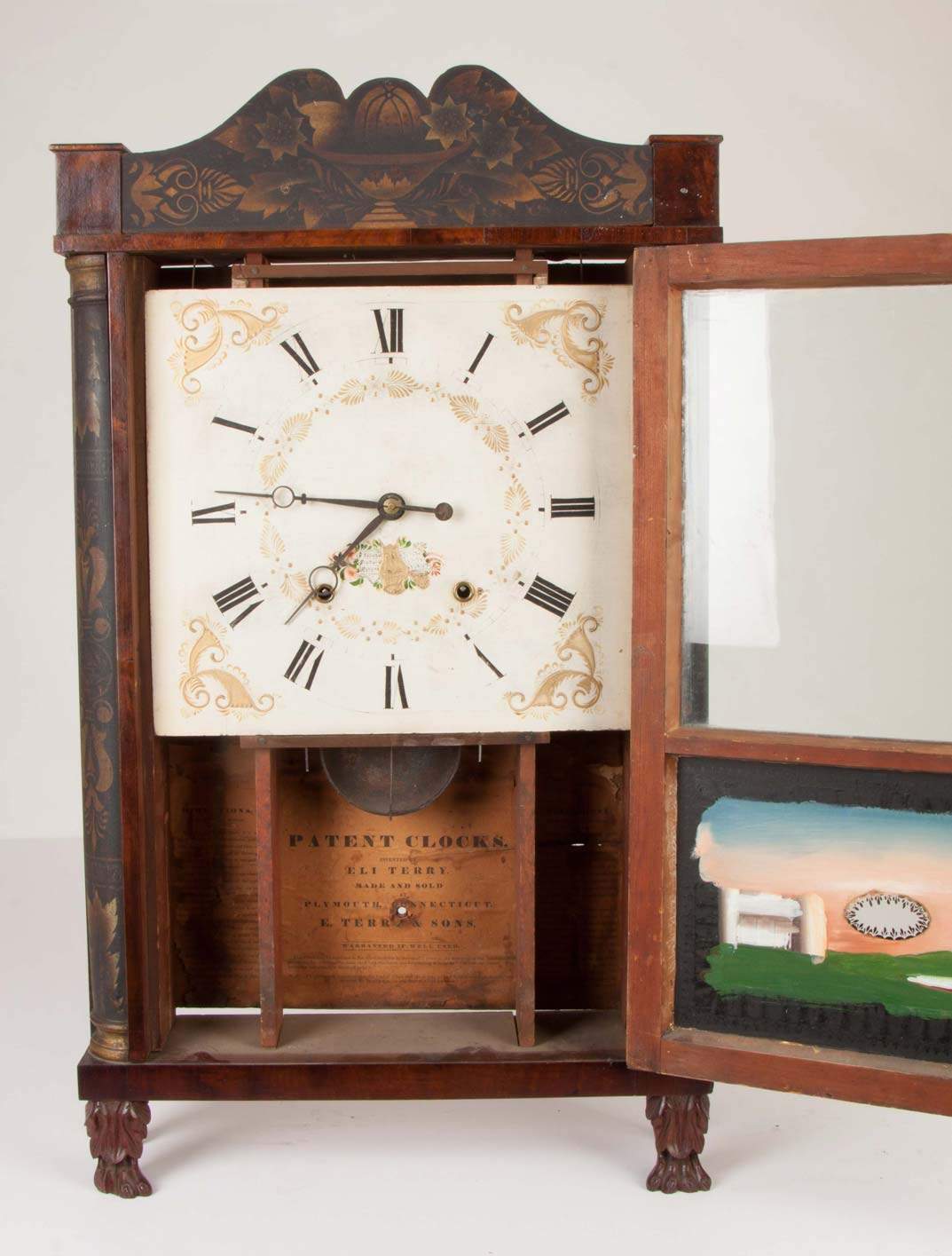 Eli Terry & Sons Quarter Stenciled Column Shelf Clock | Cottone Auctions