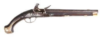 Revolutionary War Flint Lock Pistol with Brass Inlay