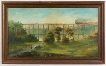 Portageville Bridge Painting by S.R. Wilkins, 1884