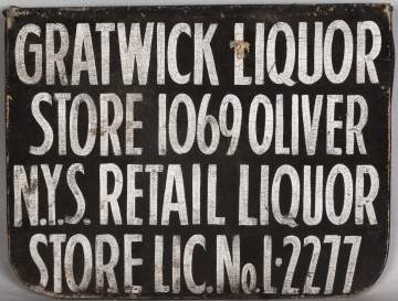 Vintage Gratwick Liquor Pre-Prohibition Advertising Sign