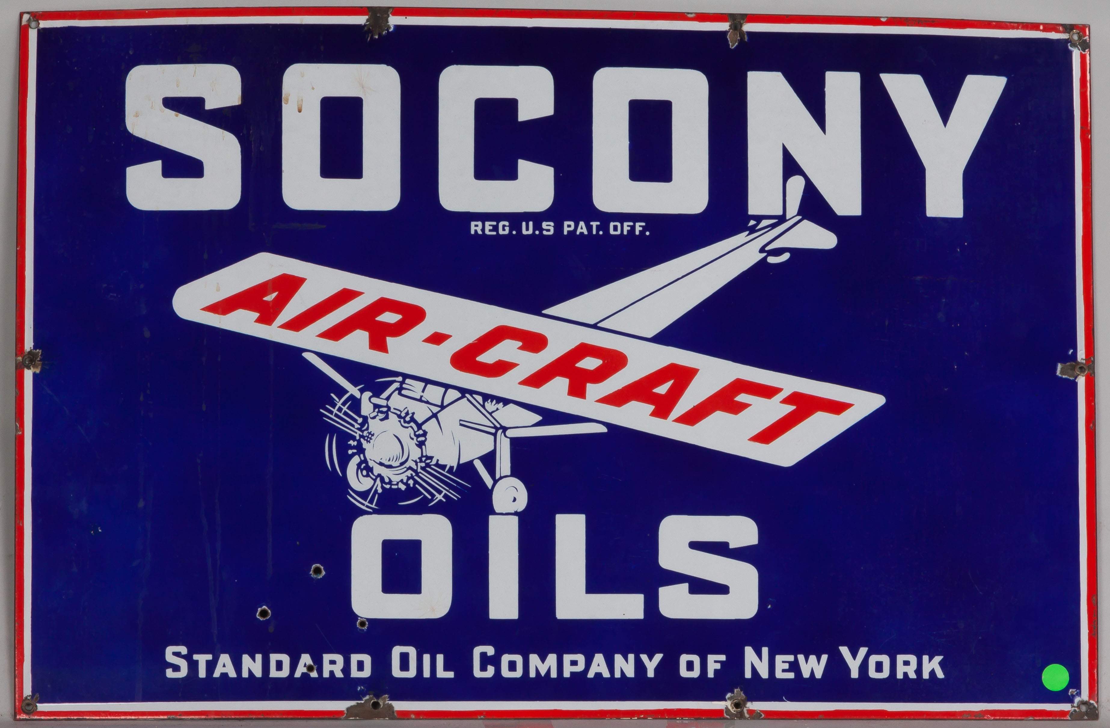 Vintage 'SOCONY' Porcelain Advertising Sign | Cottone Auctions