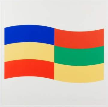 Charles Hinman (American, born 1932)  "Blue, Green  and Yellow Flag"