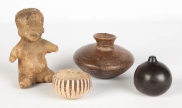 Group of Vessels and Mexican Baby Figure.