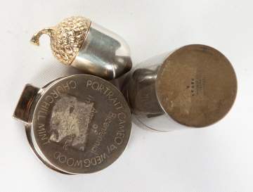 Tiffany Silver Coin Cylinder & Acorn and Wedgwood Wedgwood and Churchill Mint Bicentennial Box.