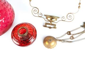 Cranberry Glass Hanging Light Fixture