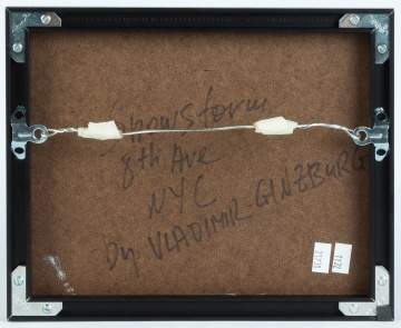 Vladimir Ginzburg (Russian/American, 20th Century)   "Snowstorm 8th Avenue NYC" Painting