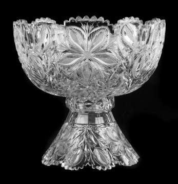 American Brilliant Period Cut Glass Punch Bowl