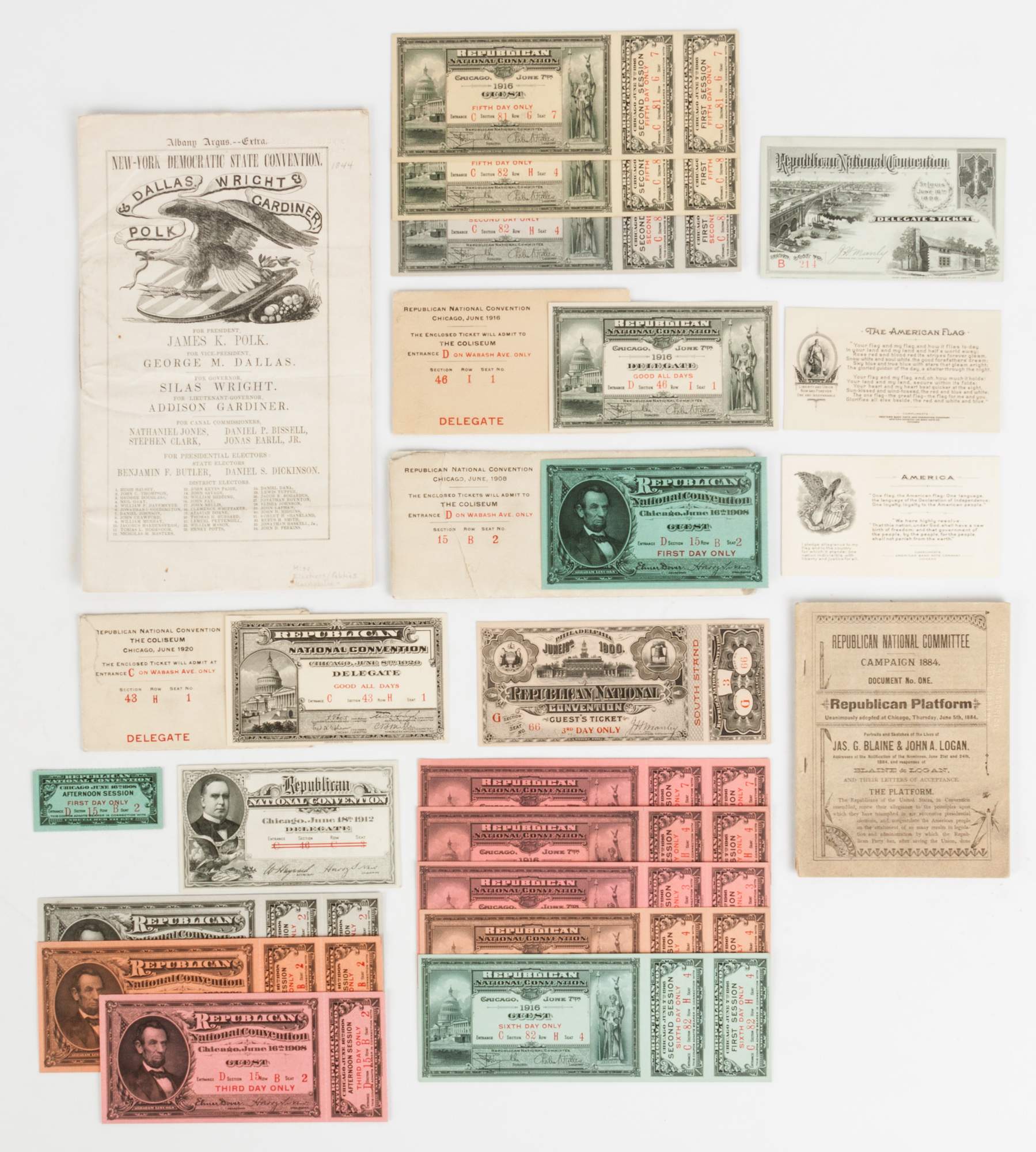 Group of Democratic & Republican National Committee Tickets & Pamphlet ...
