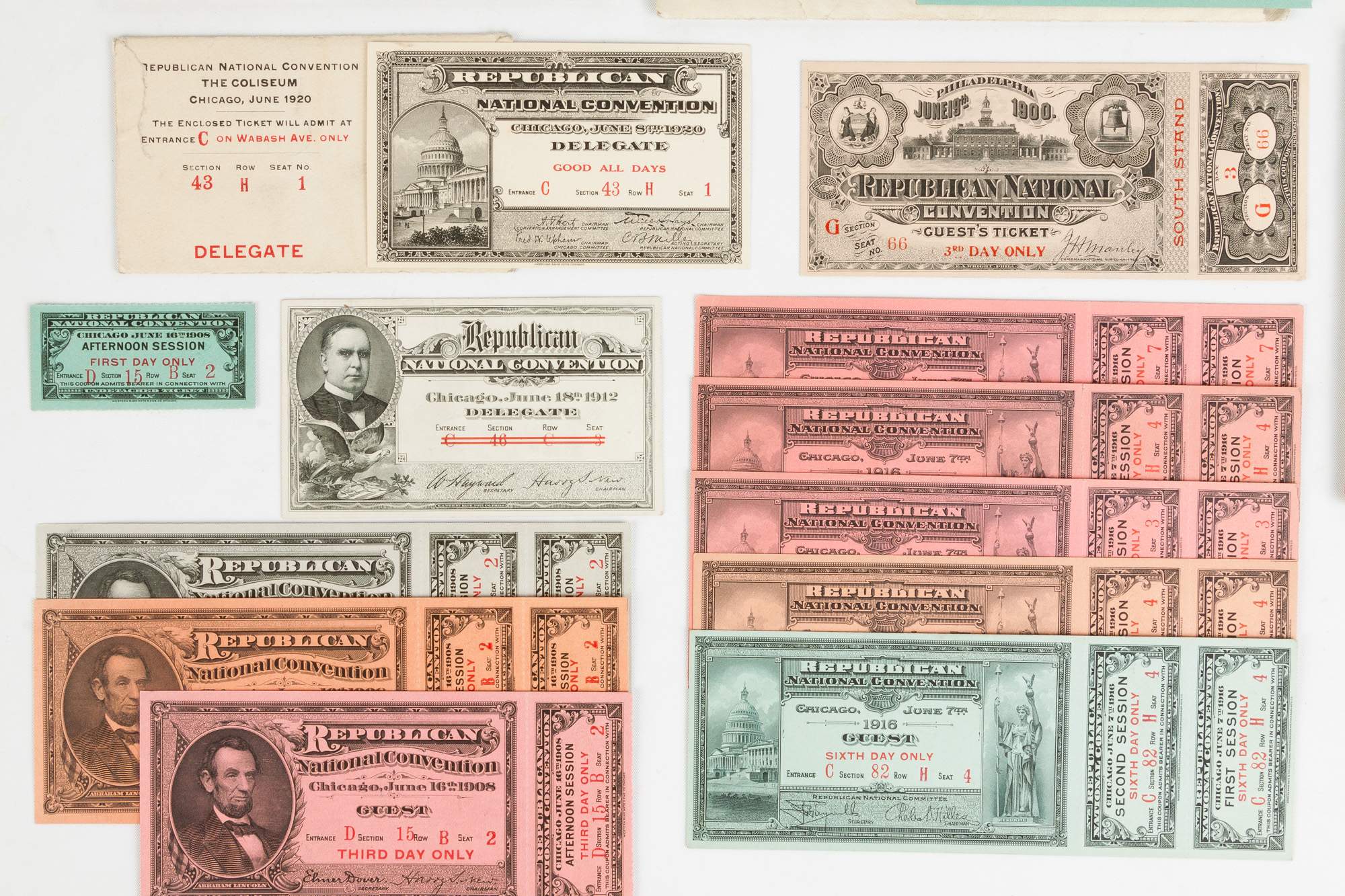 Group of Democratic & Republican National Committee Tickets & Pamphlet ...