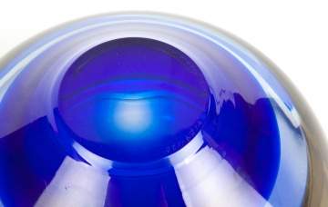 Vintage Orrefors Banded & Striped Crystal Glass  Bowl