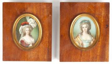 Two Miniature Watercolor Portraits
