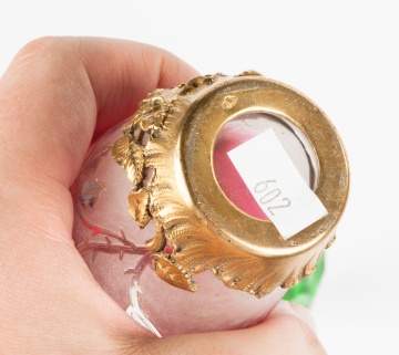 French Acid Cutback Vase & Enameled Glass Snuff   Bottle