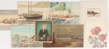 Group of Various Landscapes, Watercolor of a Young   Boy, etc.
