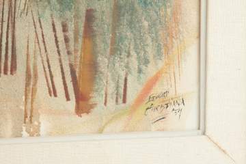 Edward Christiana (American, 1912-1992) Wasteland  Against Industrial Background