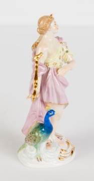 Meissen Figurine of a Woman with Scepter & Peacock