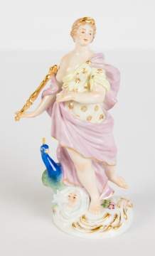 Meissen Figurine of a Woman with Scepter & Peacock