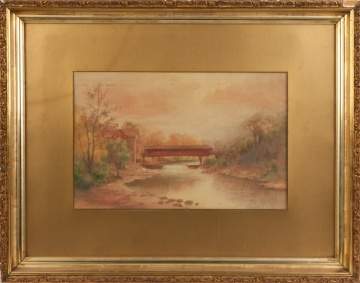 Mary B. Bemus, 1908 Watercolor of Bridge by the   Genesee River