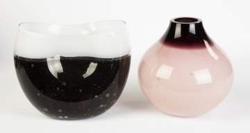 Two Vintage Barbini Art Glass Vases