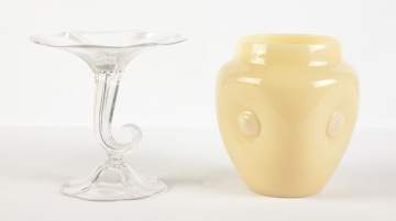 Carder Steuben Ivory Vase & Crystal Compote