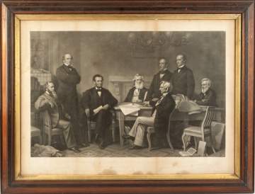 Abraham Lincoln Presents The Emancipation  Proclamation to His Cabinet Engraving