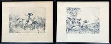 Percival Rosseau 'Close Work' & Fred McCaleb   'Steady!' Etchings