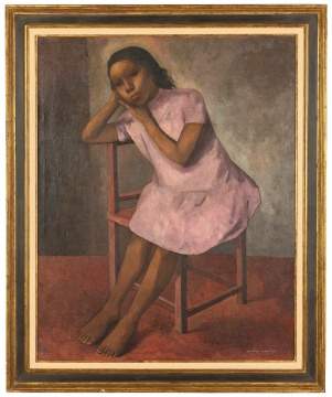 Gustavo Montoya (Mexican, 1905-2003) "Ñina en Violetas" (Girl in Violets)