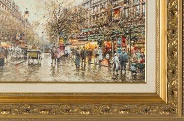 Antoine Blanchard (French, 1910-1988) "Theatre de Gymnase, Boulevard Bonne Nouvelle"