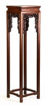 Chinese Carved Hardwood Tall Stand