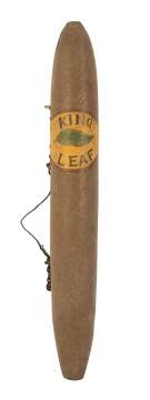 Carved & Painted Wood King Leaf Cigars Trade Sign