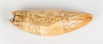 19th Century Scrimshaw Whales Tooth, Bark ‘A. R. Tucker’ of New Bedford
