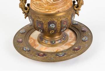 French Champlevé Enamel & Onyx Bronze Mounted Vase