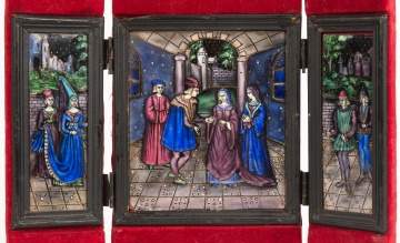 Early Enamel on Copper Triptych